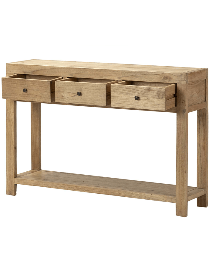 Consola madera natural MINDI 3 cajones