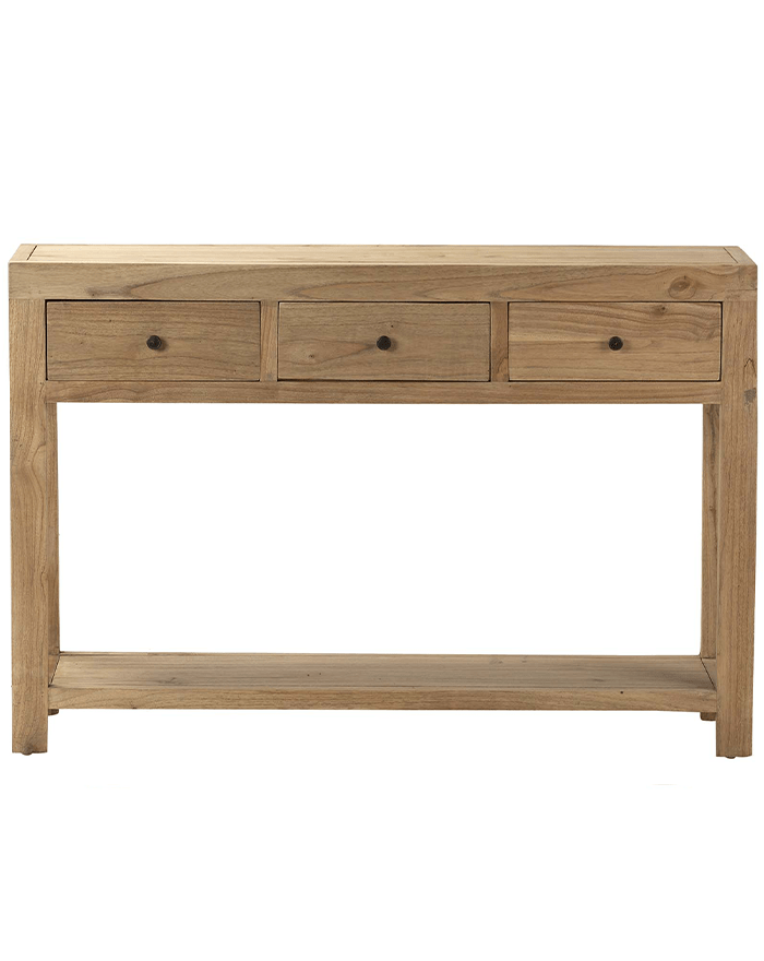 Consola madera natural MINDI 3 cajones