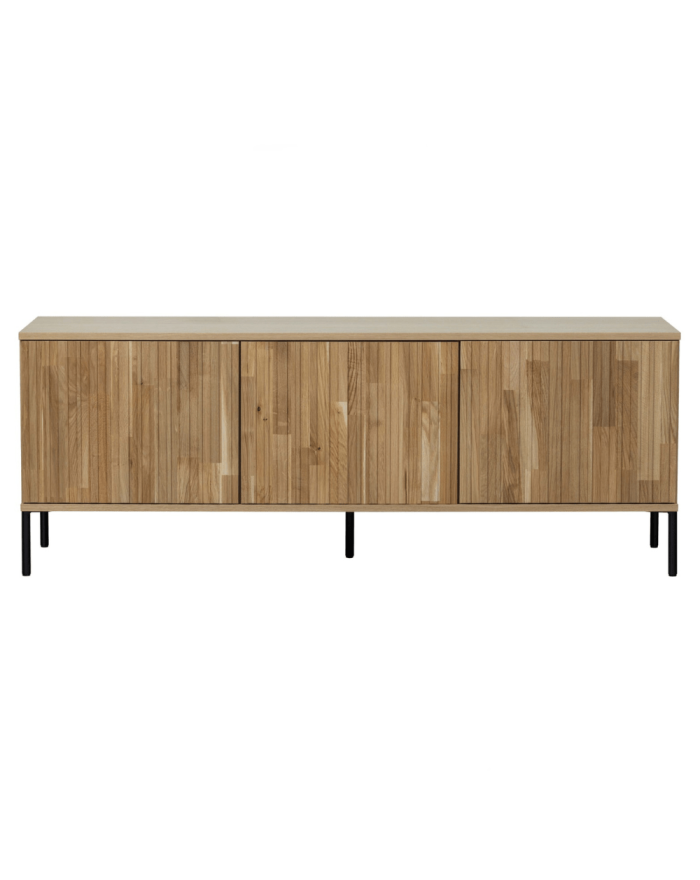 Mueble TV de madera roble frente acanalado JEAN