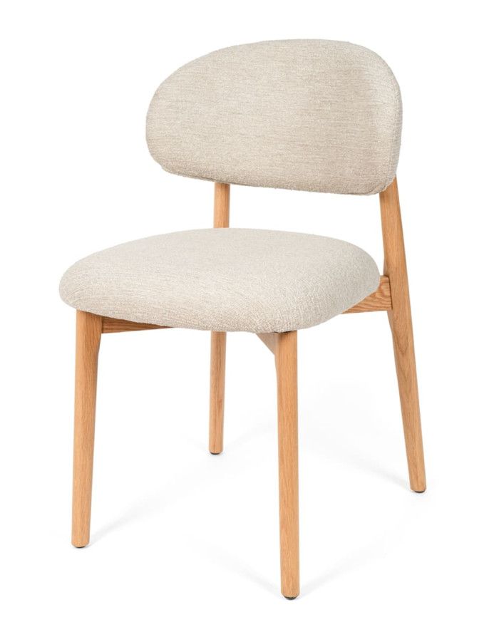 Silla madera tapizado beige WABI
