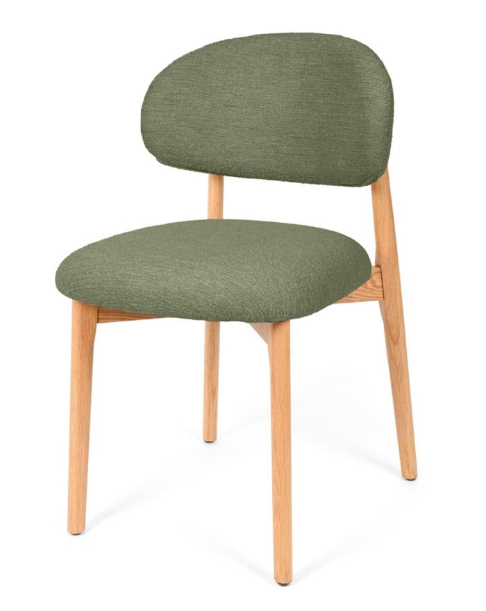 Silla madera tapizado verde WABI