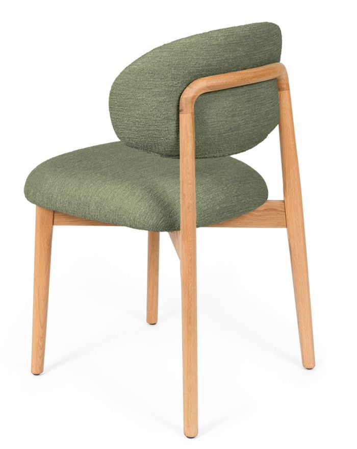 Silla madera tapizado verde WABI