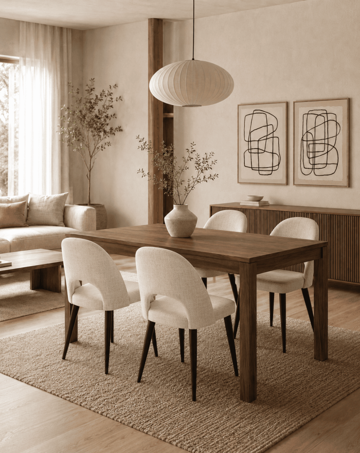 Silla tapizada beige GAEL