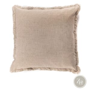 Cojín beige tostado flecos ANE